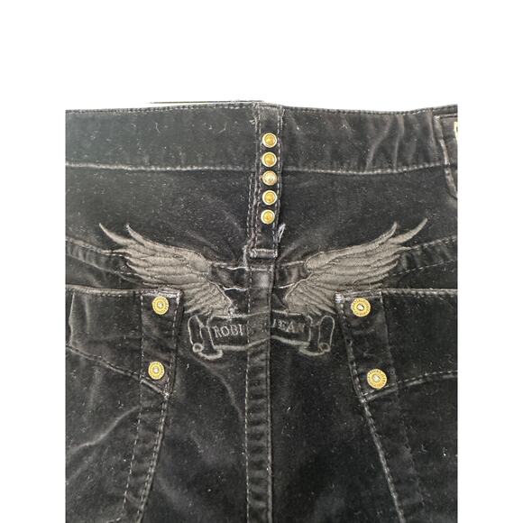 Robin's Jean Casual Black Velvet Studded Grunge Garbot Bootcut Pants Size 29 - Picture 7 of 13